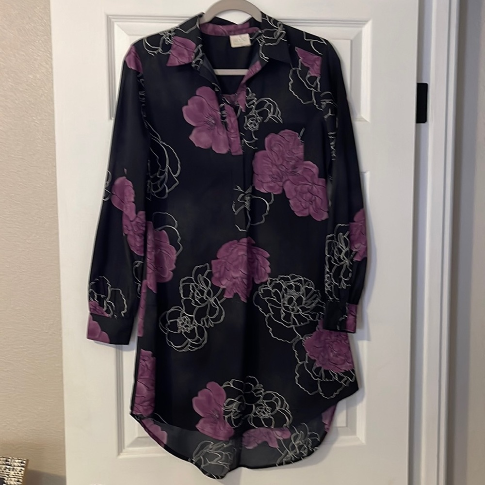 Long sleeve floral dress.